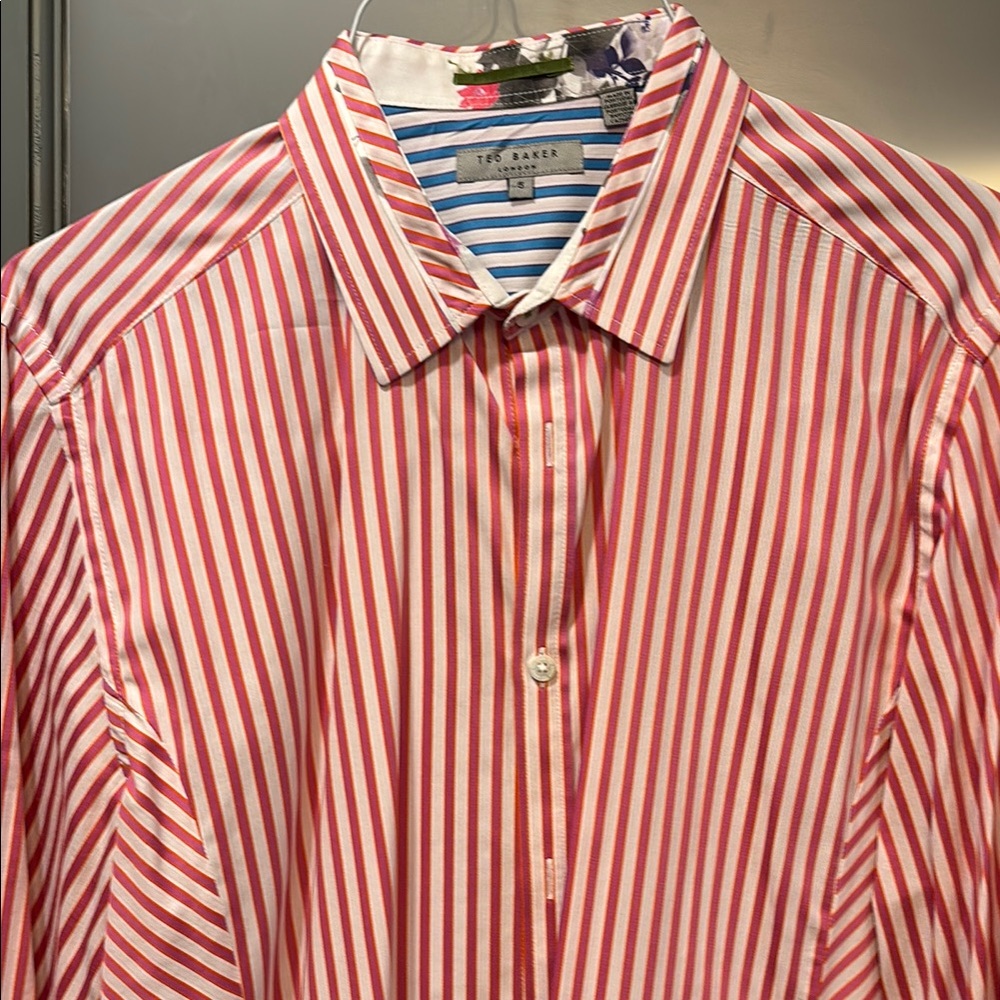 Ted Baker Red and White Casual Button Down Shirt